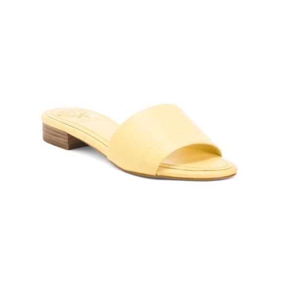 VINCE CAMUTO Lemon Leather Meren Flat Sandals - Picture 1 of 2